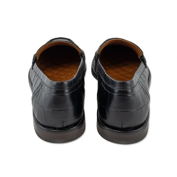 $278 J.MCLAUGHLIN BLACK CONCETTA CROC-EMBOSSED LEATHER PENNY LOAFERS NWT - Picture 5 of 8